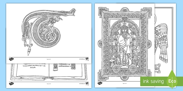 The Book of Kells Colouring Pages early christian