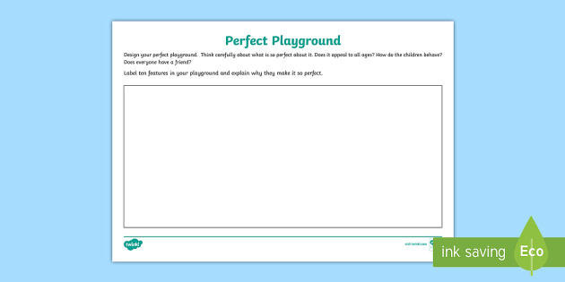 Perfect Playground Design Worksheet, Design Your Own Playground