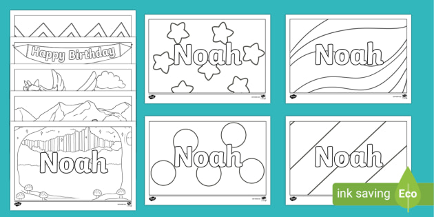 Noah Name Simple Colouring Activity Sheets