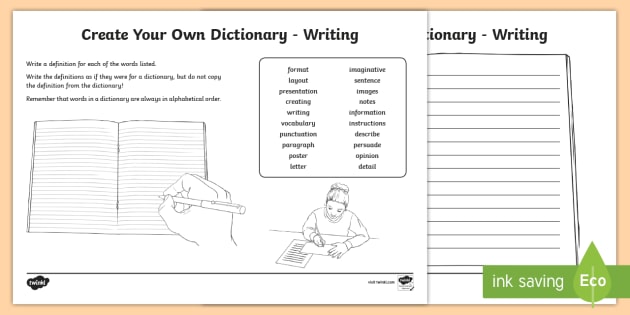 Writing Key Vocabulary Create Your Own Dictionary