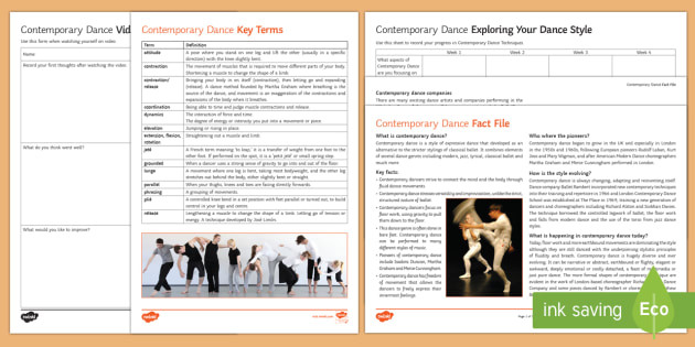 Contemporary Dance Activity Pack Teacher Made