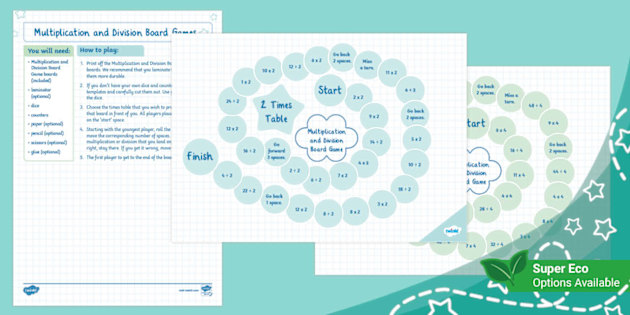 Multiplication and Division Board Games (Ages 5 - 11)