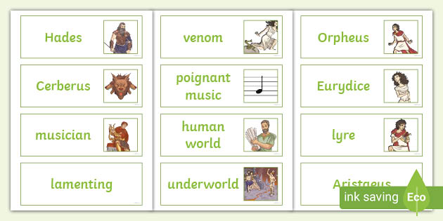 Orpheus and Eurydice Word Cards (teacher made)