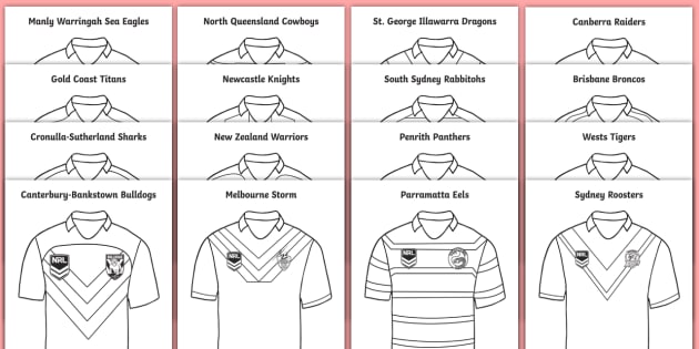 Download NRL Team Jersey Colouring Pages (teacher made)
