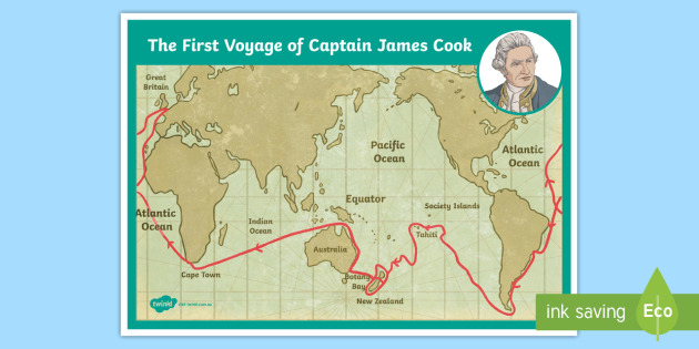 Australian Explorers Map | Captain James Cook | Twinkl