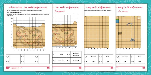 jake s first day treasure map grid references worksheets