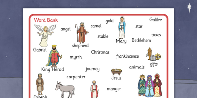 Nativity Word Bank - Nativity, Christmas, xmas, Word mat