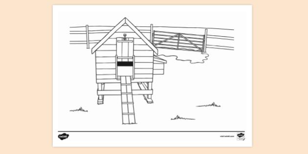 FREE! - Chicken Coop Colouring Sheet (teacher made)