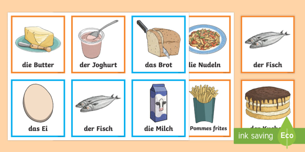 Food Items Matching Cards German teacher Made 
