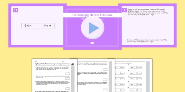 KS2 Reasoning Test Practice Increasingly Harder Fractions Pack