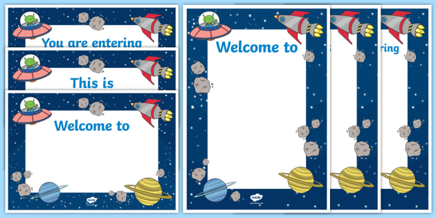 Free Space Themed Editable Class Welcome Signs