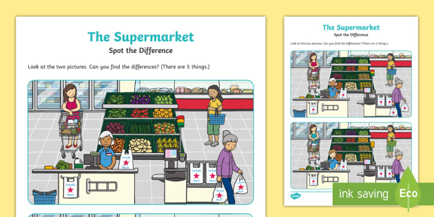 the supermarket aistear spot the difference worksheet