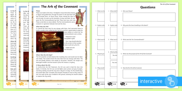 The Ark of the Covenant Differentiated Comprehension Worksheets