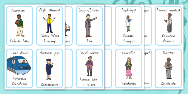 Occupations Flashcards English Te Reo Māori Teacher Made