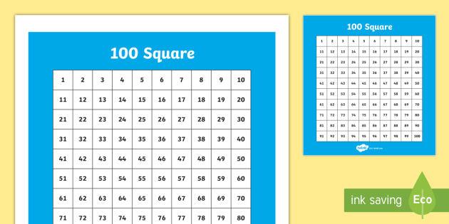 100 Square (Hundred Square) - Number square, hundred square