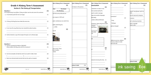 grade 4 history year end assessment sheet teacher made