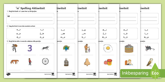 klanke ie ou eu ei oe en ui spelling aktiwiteite