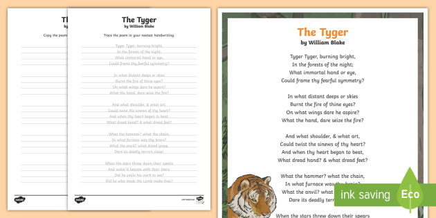 the tyger summary line by line