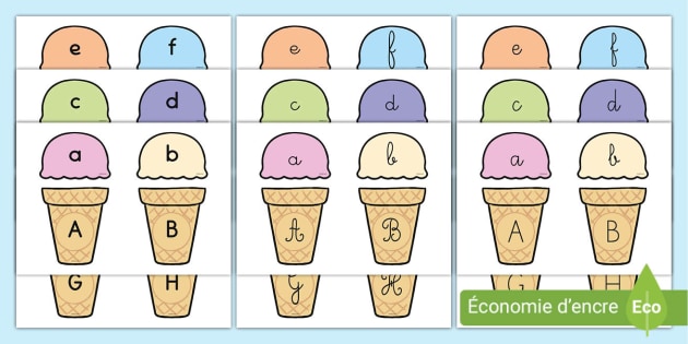 Jeu de paires de l'alphabet avec des glaces