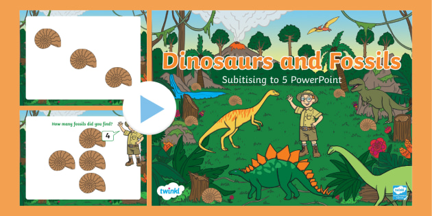 👉 Dinosaurs and Fossils Subitising to 5 PowerPoint