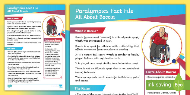 Paralympics All About Boccia Fact File teacher made