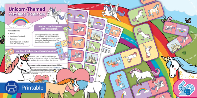 * NEW * Unicorn and Rainbow Dominoes Colour Matching Game