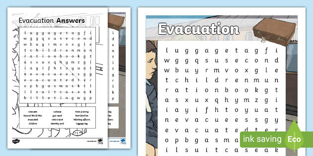 evacuation word search second world war teacher made