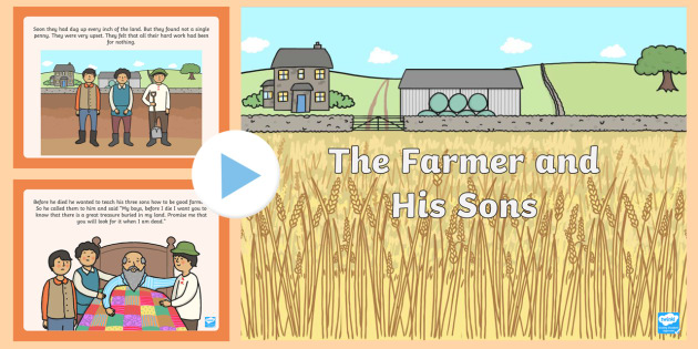 The Farmer and His Sons PowerPoint - aesops fables, stories