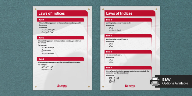 👉 Laws Of Indices Poster | KS4 Maths | Beyond