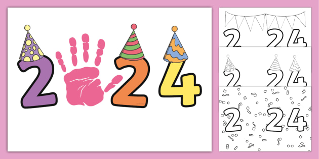 2024 New Years Handprint Art Preschool New Year Art, New Years