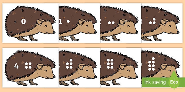 Hedgehog Themed Number Recognition 0 To 31 Cut Outs