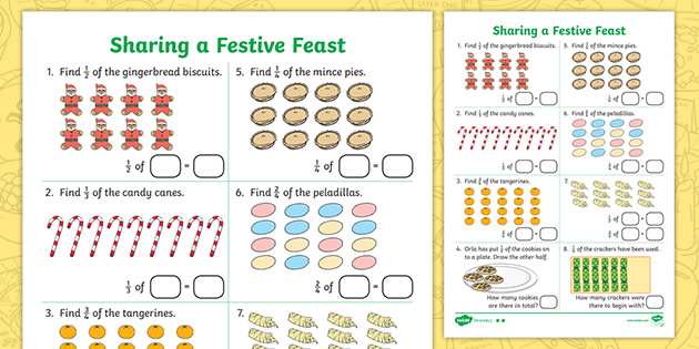 sharing a festive feast year 2 fractions differentiated