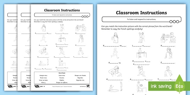 classroom instructions in french worksheet teacher made