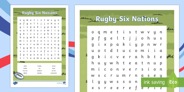 Rugby Six Nations Word Search Teacher Made