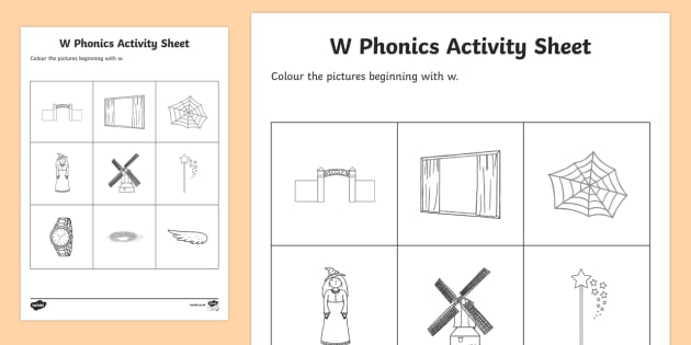 w Phonics Colouring Worksheet / Worksheet (teacher made)