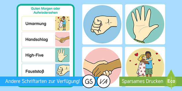 Guten Morgen oder Aufwiedersehen-Begrüßungen Poster Materialienbündel