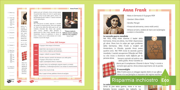 Lettura e Comprensione di Anna Frank