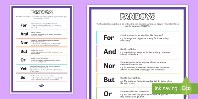 Coordinating Conjunction FANBOYS, Examples & List