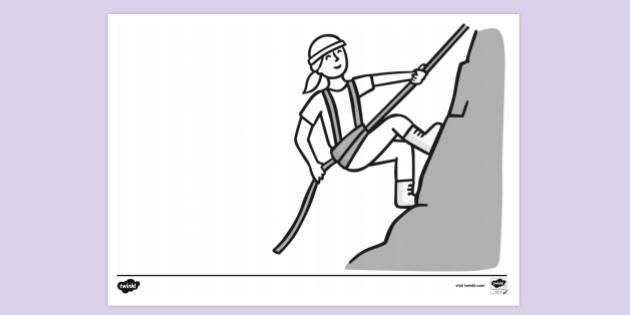 FREE! - Abseil Colouring Sheet - KS1 Creative Resources - Twinkl