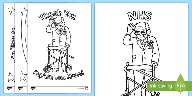 Thank You Captain Tom Moore Colouring Pages