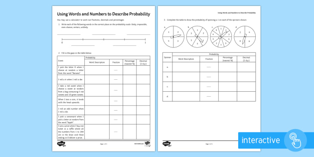 Introduction to Probability Worksheet | KS3 Maths | Beyond