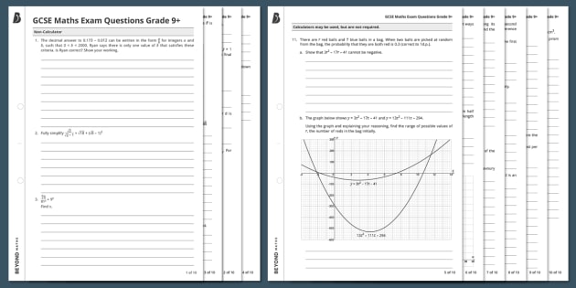 Gcse Maths Exam Practice Questions