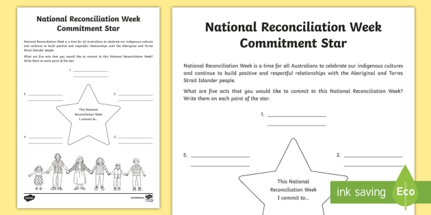 Reconciliation Week Commitment Worksheet / Activity Sheet