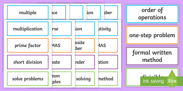 Uks2 Multiplication And Division Key Word Cards