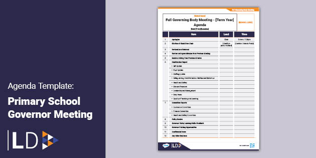 Agenda Template For Primary School Governor Meeting