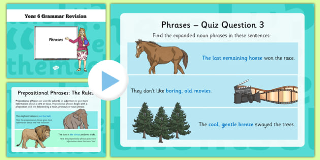 Year 6 Grammar Revision Guide and Quick Quiz Phrases