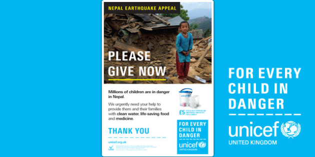 Unicef Nepal Earthquake A4 Poster - unicef, earthquake, poster