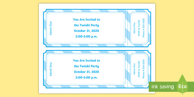 Editable Event Ticket Template Role Play Resource Twinkl