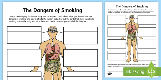 The Dangers of Smoking Labelling Worksheet | Twinkl