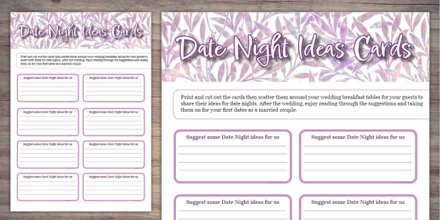 Date Night Ideas Cards | Twinkl Party (teacher made)
